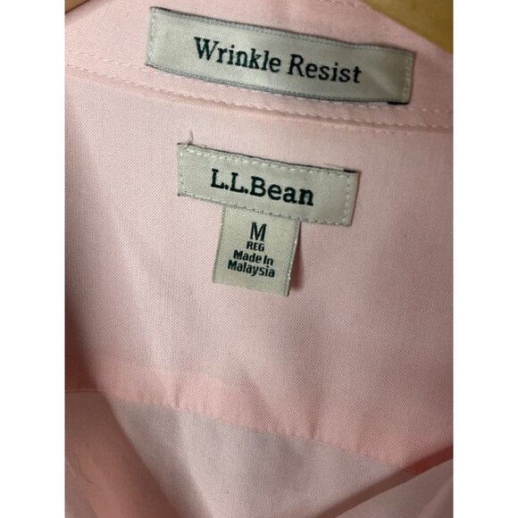 L.L. Bean Light Pink Fitted 3/4 Sleeve Button Front Wrinkle Resist Top Sz M - Picture 5 of 10